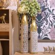 Floor vase Alexandra House Living White Golden Metal 12 x 12 x 63 cm Sale