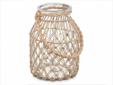 Candleholder Tin Transparent Natural Glass Rope 20 x 30 cm (4 Units) For Sale