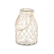 Candleholder Tin White Transparent Glass Rope 17 x 25 cm (4 Units) For Cheap