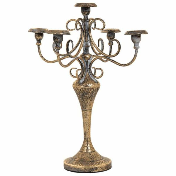 Candle Holder Alexandra House Living Gold Iron 29 x 47 x 29 cm For Cheap