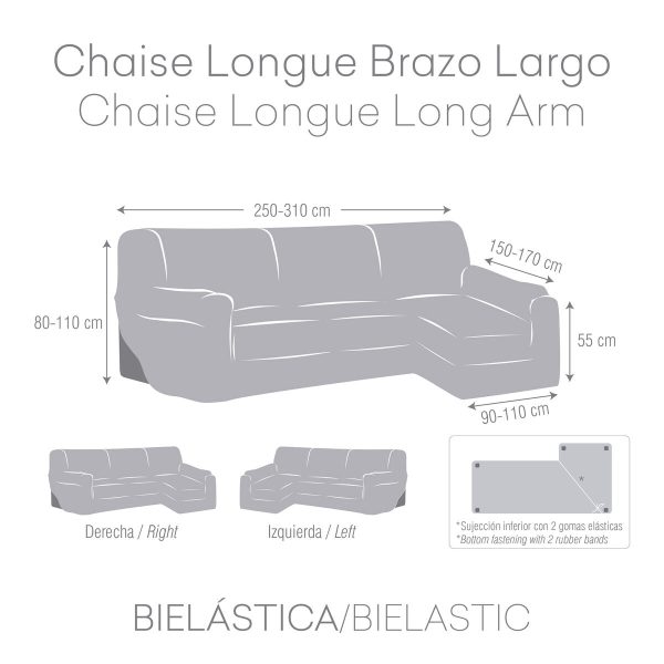 Left long arm chaise longue cover Eysa BRONX Aquamarine 170 x 110 x 310 cm Sale