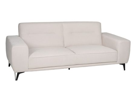 3-Seater Sofa Cream Wood 220 x 87 x 85 cm Online Sale