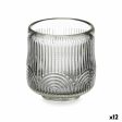 Candleholder Stripes Grey Crystal 7,5 x 7,8 x 7,5 cm (12 Units) Online