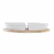 Appetizer Set DKD Home Decor White Multicolour Natural Bamboo Stoneware Tropical 21,5 x 21,5 x 1 cm (5 pcs) on Sale