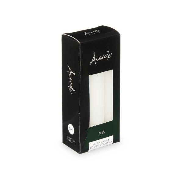 Candle Set Acorde 123-A-AR White 2 x 2 x 15 cm (12 Units) Fashion