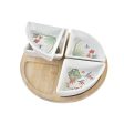 Appetizer Set DKD Home Decor White Multicolour Natural Bamboo Stoneware Tropical 21,5 x 21,5 x 1 cm (5 pcs) on Sale