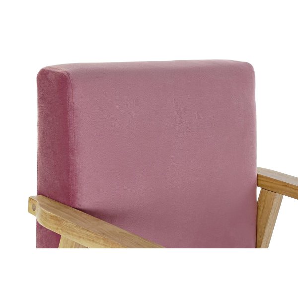 Armchair DKD Home Decor Pink Polyester MDF Wood (61 x 63 x 77 cm) For Cheap