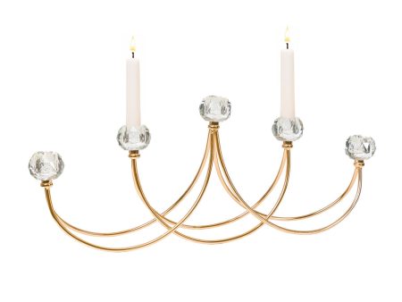 Candle Holder Romimex Golden Metal Glass 52 x 8 x 22 cm For Sale