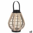 Candleholder Lantern With handle Beige Wood Cloth 25 x 30 x 25 cm (2 Units) Online Sale