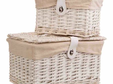 A set of two trunks Alexandra House Living White Willow wood 30 x 23 x 40 cm on Sale