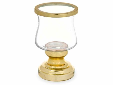 Candleholder Wineglass Golden Steel 12 x 19,5 x 12 cm (6 Units) Online