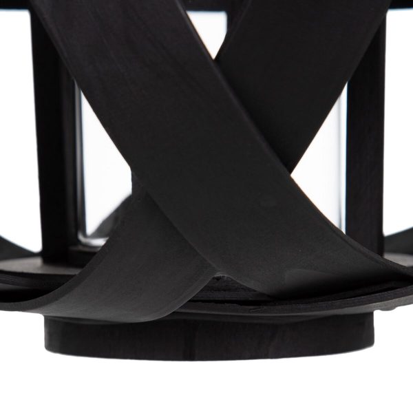 Lantern 35 x 35 x 29 cm Candleholder Black Bamboo Fashion