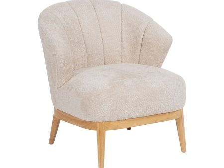 Armchair Cream Natural Rubber wood Foam Fabric 71 x 75 x 76 cm For Discount