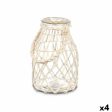 Candleholder Tin White Transparent Glass Rope 17 x 25 cm (4 Units) For Cheap