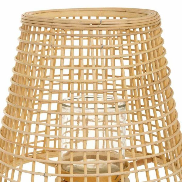 Lantern Alexandra House Living Natural Bamboo Rattan 36 x 64 x 36 cm Online now