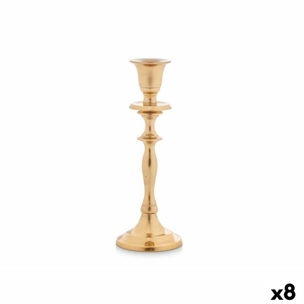 Candle Holder Golden Aluminium 4,5 x 20 x 7,5 cm (8 Units) Fashion