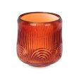 Candleholder Stripes Orange Crystal 9 x 9,5 x 9 cm (12 Units) Sale