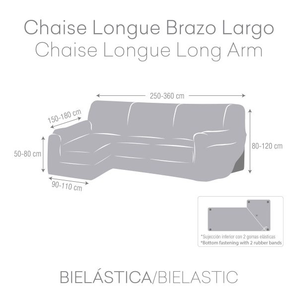 Left long arm chaise longue cover Eysa JAZ Blue 180 x 120 x 360 cm For Cheap