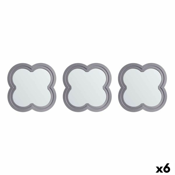 Mirror Set Flower Silver polypropylene 78 x 26 x 2,5 cm (6 Units) Online now