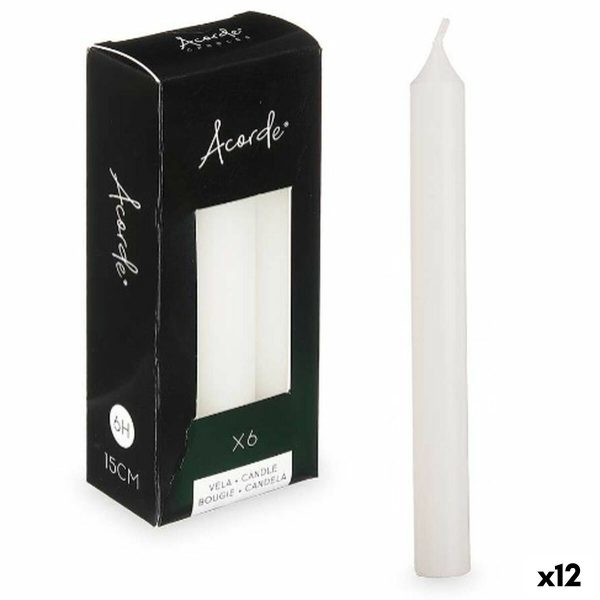 Candle Set Acorde 123-A-AR White 2 x 2 x 15 cm (12 Units) Fashion