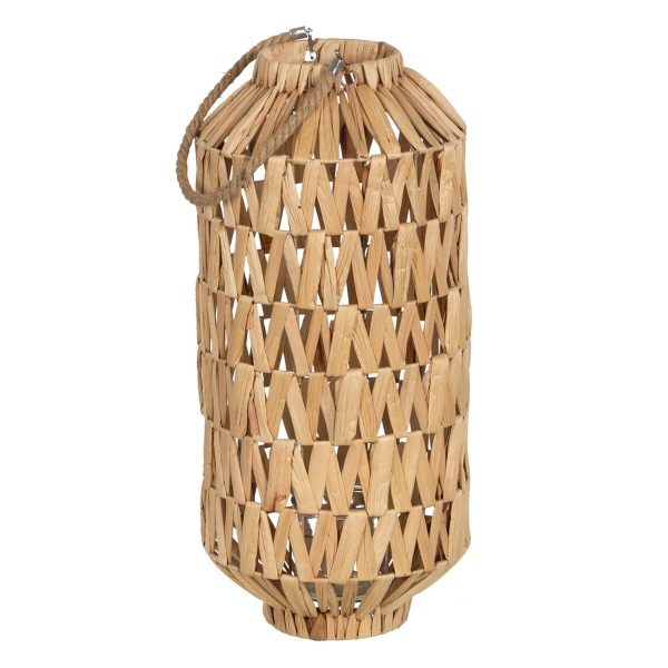 Lantern Candleholder Lantern Beige Metal Crystal Water hyacinth 27 x 27 x 59 cm Online Hot Sale