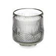 Candleholder Stripes Grey Crystal 7,5 x 7,8 x 7,5 cm (12 Units) Online