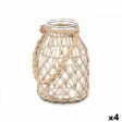 Candleholder Tin Transparent Natural Glass Rope 17 x 25 cm (4 Units) Hot on Sale