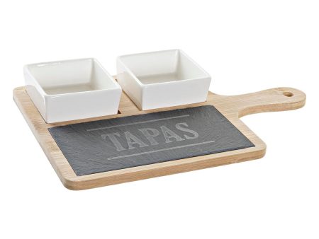 Appetizer Set DKD Home Decor Tapas Bamboo Stoneware Board 3 Pieces 31 x 20 x 5 cm Hot on Sale