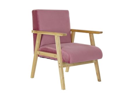 Armchair DKD Home Decor Pink Polyester MDF Wood (61 x 63 x 77 cm) For Cheap