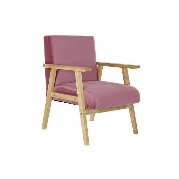 Armchair DKD Home Decor Pink Polyester MDF Wood (61 x 63 x 77 cm) For Cheap