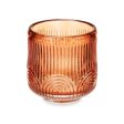 Candleholder Stripes Orange Crystal 7,5 x 7,8 x 7,5 cm (12 Units) Online Hot Sale