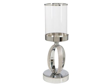 Candleholder Romimex Silver Metal Glass 12 x 23 x 12 cm Cheap