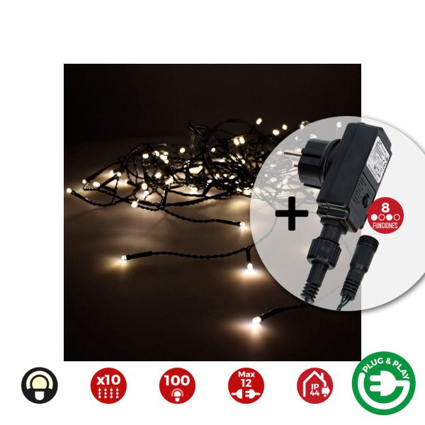 LED Curtain Lights EDM 71481 Easy-Connect 1,8 W Warm light Soft green 2 x 1 m White Programmable Online Sale