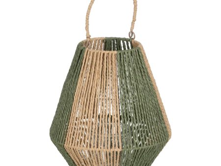 Lantern Candleholder Lantern Green Beige Metal Paper Crystal 27 x 27 x 30 cm Hot on Sale