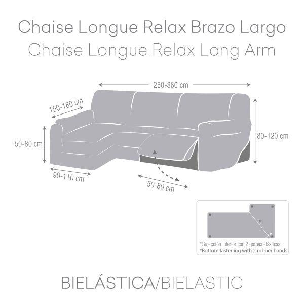 Left long arm chaise longue cover Eysa JAZ White 180 x 120 x 360 cm Online