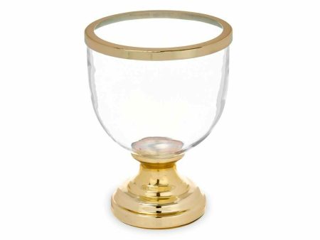 Candleholder Wineglass Golden Steel 17,3 x 23,5 x 17,3 cm (6 Units) on Sale