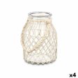 Candleholder Tin White Transparent Glass Rope 20 x 30 cm (4 Units) Supply