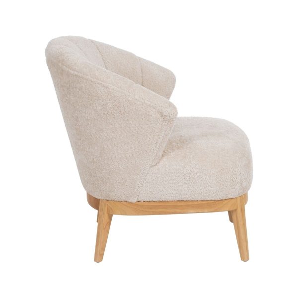 Armchair Cream Natural Rubber wood Foam Fabric 71 x 75 x 76 cm For Discount