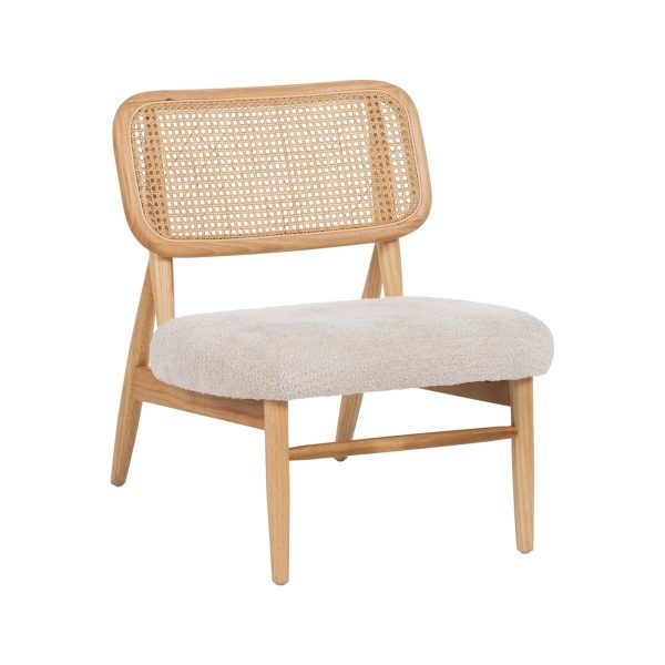 Armchair Cream Natural Rubber wood Foam Fabric 62 x 70 x 72 cm Online Sale