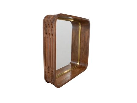 Wall mirror Romimex Brown 26 x 120 x 120 cm Squared Cheap