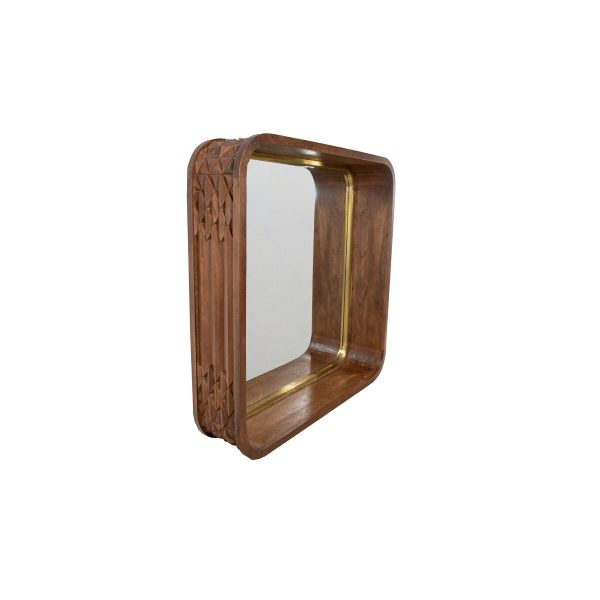 Wall mirror Romimex Brown 26 x 120 x 120 cm Squared Cheap