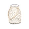 Candleholder Tin White Transparent Glass Rope 20 x 30 cm (4 Units) Supply