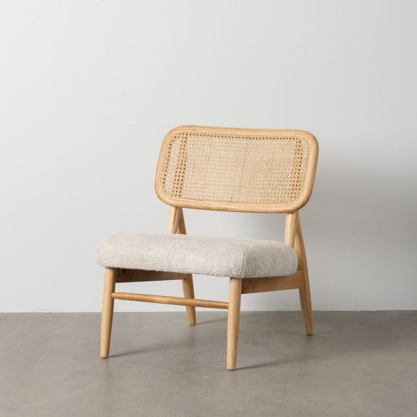 Armchair Cream Natural Rubber wood Foam Fabric 62 x 70 x 72 cm Online Sale