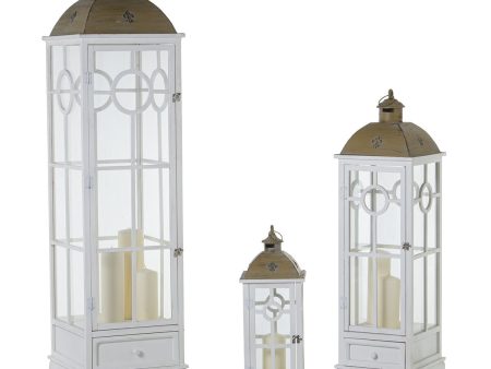 Lanterns Alexandra House Living White Wood Crystal Fir wood (3 Pieces) Supply