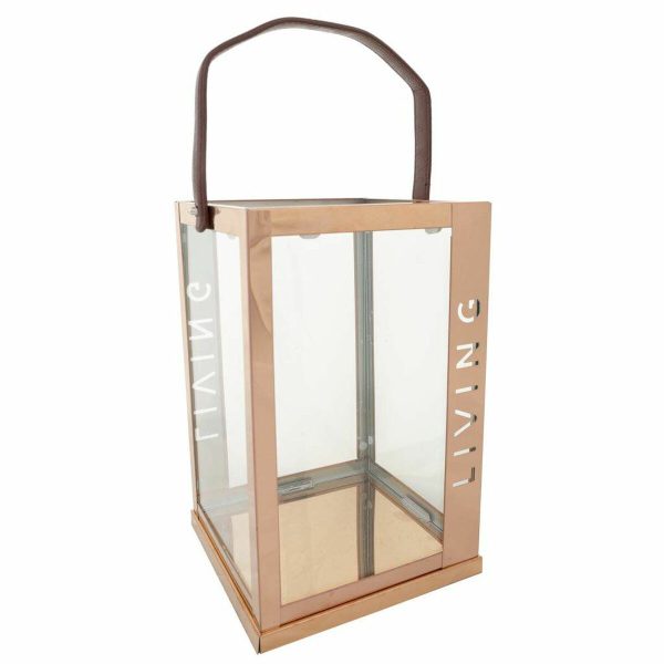 Lantern Alexandra House Living Copper Glass Stainless steel 18 x 30 x 18 cm Online