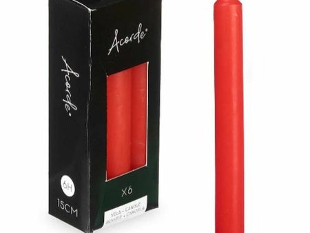 Candle Set Acorde 123-C-AR Red 2 x 2 x 15 cm (12 Units) Online