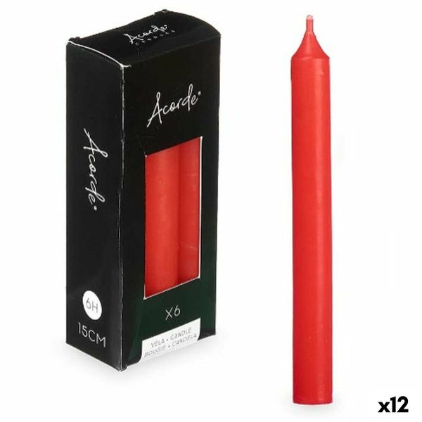 Candle Set Acorde 123-C-AR Red 2 x 2 x 15 cm (12 Units) Online