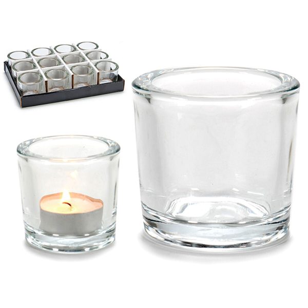 Candleholder Transparent Glass 6,5 x 6 x 6,5 cm (12 Units) Supply