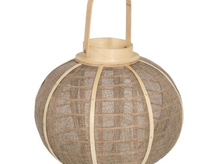 Lantern Candleholder Lantern Beige Natural Jute 33,5 x 33,5 x 30,5 cm Fashion