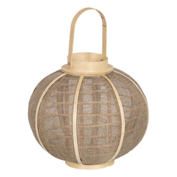 Lantern Candleholder Lantern Beige Natural Jute 33,5 x 33,5 x 30,5 cm Fashion